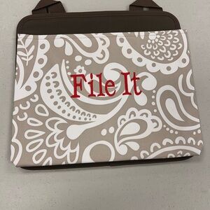 Thirty-one File It Brown and white oh snap pocket.